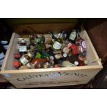 Approx 60 various miniatures in a wooden box