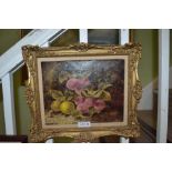 Oliver Clare a typical still life of fruit oil on canvas in fancy gilt frame - signed