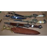 A small selection of replica daggers/knives for re-enactment