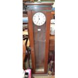 A modern mahogany cased wall mounting work place regulator 134 cm high