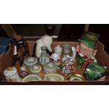 A Beswick pottery seated cat, number 1882, 25cm high, a Beswick horse and various decorative ceramic