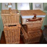 Woven wicker baskets - some with contents