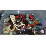 A tray of costume jewellery etc