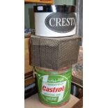 'Castrol' branded stool and two useful hat boxes