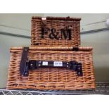 Two small wicker baskets one F&M