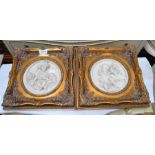 Two gilt framed porcelain roundels of children