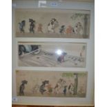 A glazed and framed humorous print of dogs
