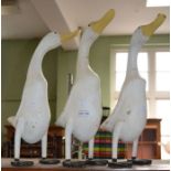 Three wooden geese