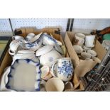 A box of mixed china including bluebird Chatsworth etc