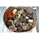 A box of costume jewellery mainly large finger rings