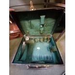 Mappin & Webb gents travelling vanity case with three silver mounted glass pots