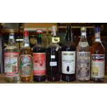 A selection of seven bottles of spirits