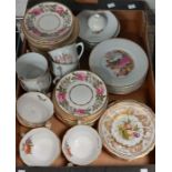 A box of Royal Worcester and other china plates etc
