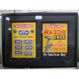 A framed Wardonia Razor advertising sign