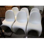 Verner Panton, a set of six iconic chairs finished in white and made by Vitra