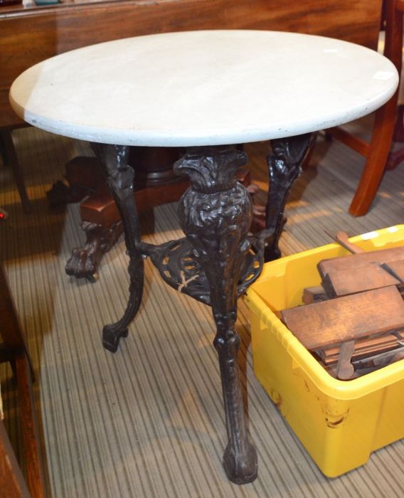 A wooden circular topped metal based Pub table - Image 2 of 2
