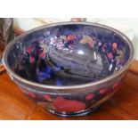 Moorcroft metal rimmed pomegranate pattered bowl 9.5cm x 21cm