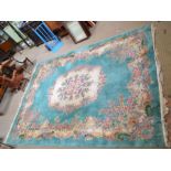 Large room sized Chinese washed wool carpet 12' x 9'