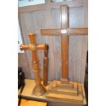 Two wooden chapel altar crosses
