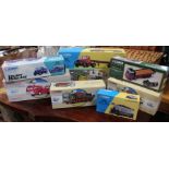 Eight boxed Corgi classic die-cast models and a calendar