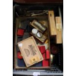 A folding crate containing a selection of collectors coinage & modern trophy medals with boxes, etc