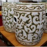 Two ceramic Oriental circular garden stools