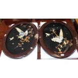 Two early 20th century Japanese multi-material plaques depicting birds