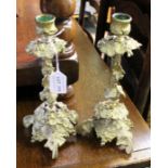 Nice pair of 19th century cast and gilded candlesticks