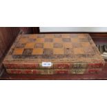 Book design chess board/backgammon box with gaming counters