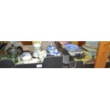 Two boxes of assorted chinaware, glass & metalwares