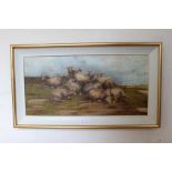 After Eugene Verboeckhoven oil on canvas study of sheep 29 x 60 cm signed and dated