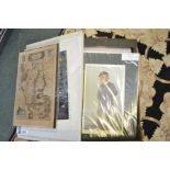 A selection of mounted prints, various, to include Vanity Fair caricatures