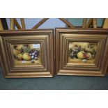 Christopher Hughes ( Royal Worcester artist ) a pair of fruit watercolours