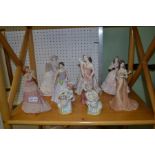 A selection of female figures including Royal Doulton, Coalport, etc