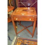 A late 19th early 20th century inlaid rosewood envelope card table