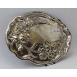 A solid HM silver 'rose' tray