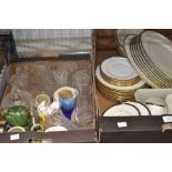 A box containing a selection of Royal Worcester Carina patterned table wares