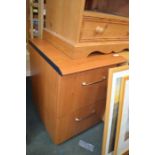 Two mobile wood effect filing cabinets