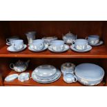 A large collection of Wedgwood blue jasper ware