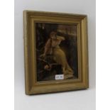 A late Victorian crystoleum depicts a young woman on a river bank with an owl in flight, 24cm x 19cm