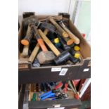 Box of hammers and mallets (SOLD AS SEEN)