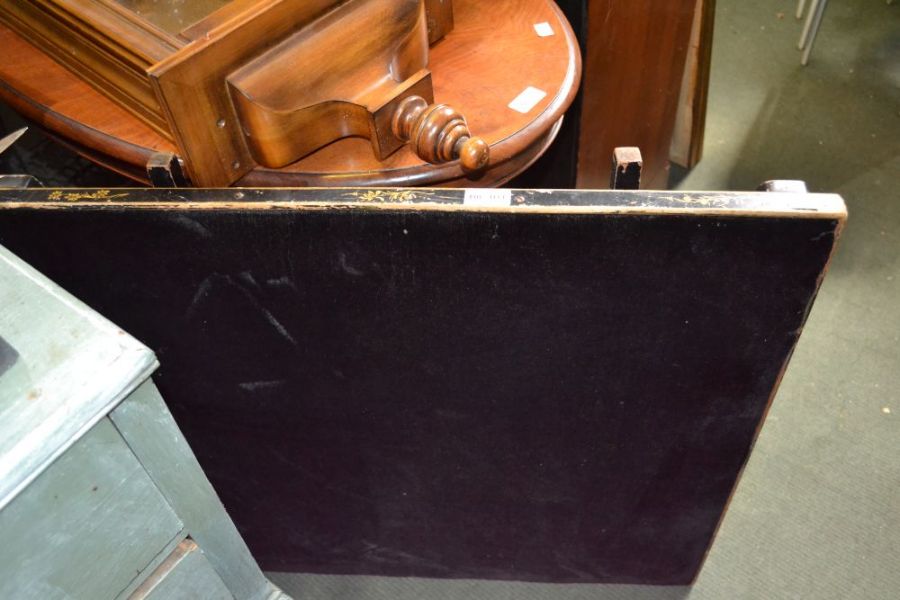 1920's black folding card table with drinks holders and counter pots