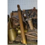 An interesting selection of brass & copper items, etc