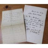 Two 19th century autographed letters one from the writer HW Longfellow and a letter to