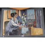 A 20th century oil on canvas portrait study, signed Mclaren in painted wooden frame