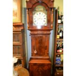 W. Horncy, Easington Lane - long case clock, mahogany case, painted dial, 8-day movement, 89" high