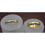 Two 22ct gold wedding bands, combined weight 8g