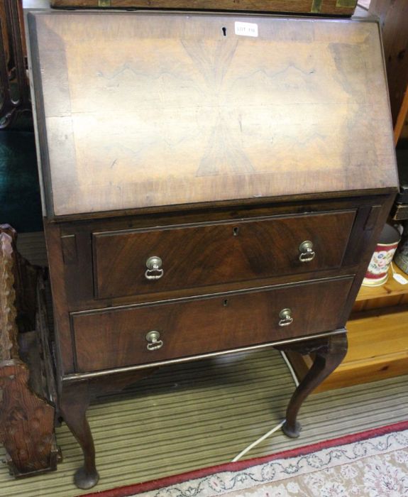 A first quarter 20th century fall front bureau with fitted interior