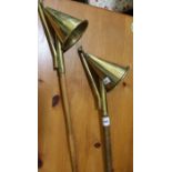 Two Ecclesiastical brass candle snuffers