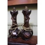 A pair of Art Nouveau cast metal figural lamps